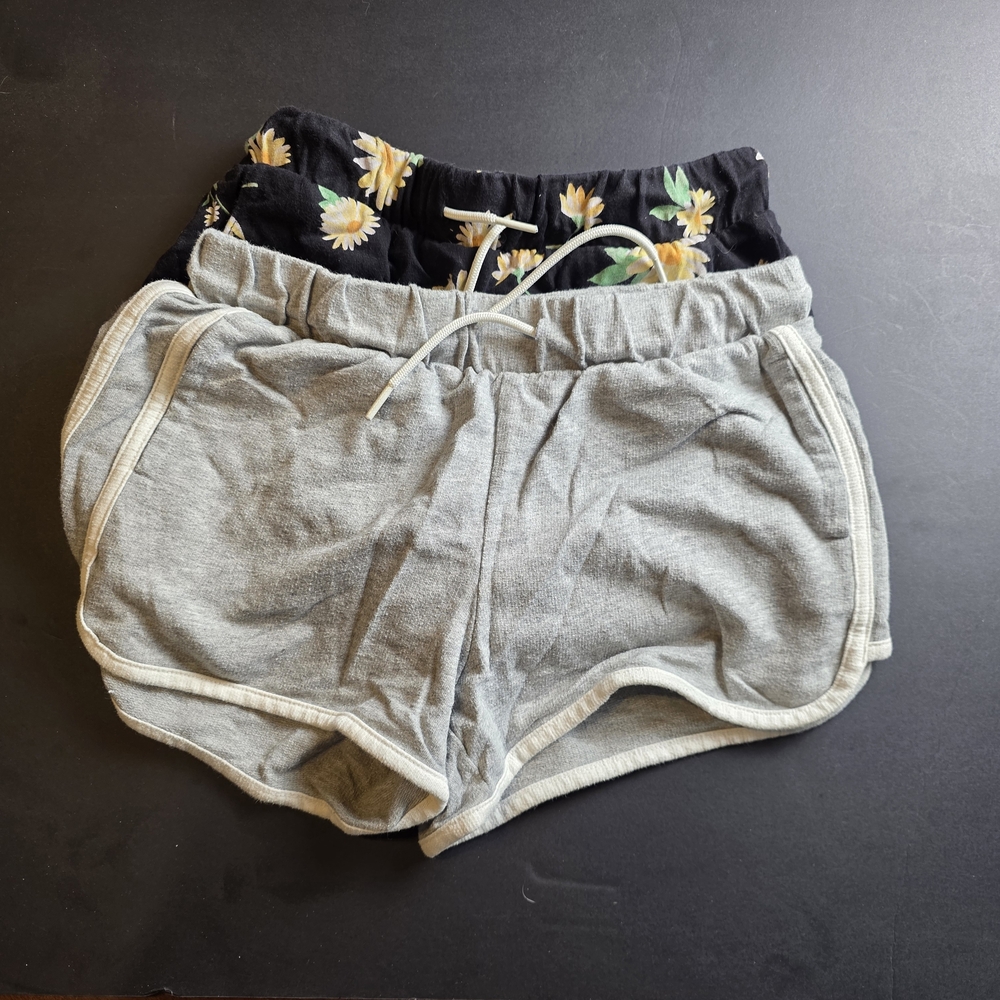 Girls' Gray Knit Lounge Shorts with Drawstring